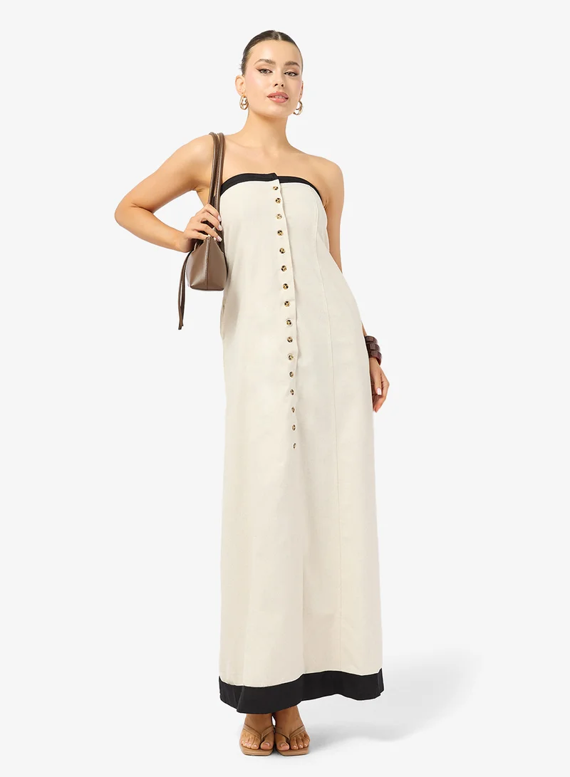 Ginger Bandeau Linen Blend A Line Dress